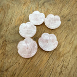 Rose quartz crystal carving incense holder shaped like a flower, ideal for cleansing and relaxation, by GemstoneGO.