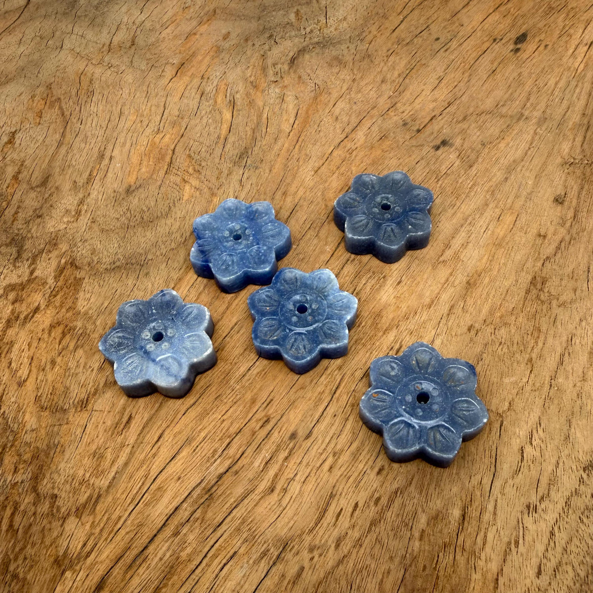 Blue aventurine crystal flower incense holder from GemstoneGO, carved gemstone stick burner for meditation and aromatic burning.