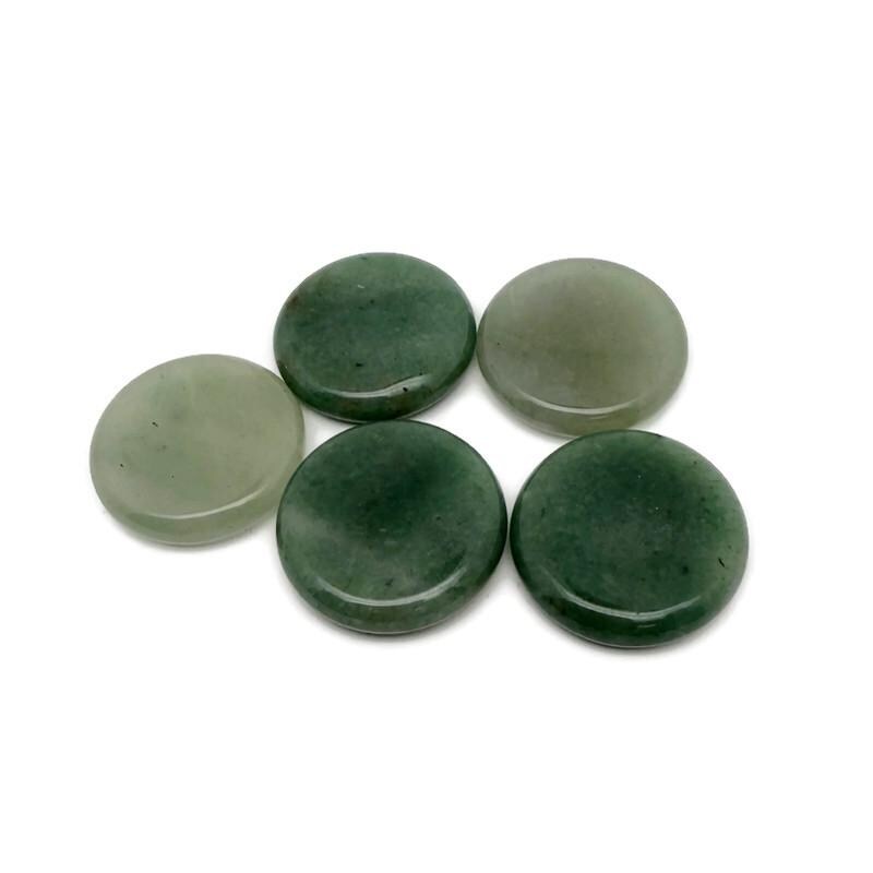 Round aventurine flat gemstone slab, 25mm, polished crystal with smooth surface, from GemstoneGO.