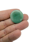 Round Aventurine flat gemstone slab, 25mm, from GemstoneGO, showcasing vibrant green color and smooth polished surface.