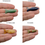 Handmade gemstone fish pendant with vibrant colors, serving as a lucky fishing charm, by GemstoneGO.