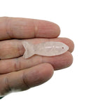 Rose quartz fish gemstone pendant from GemstoneGO, featuring a lucky fishing charm design with a polished, vibrant pink stone.