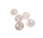 Pink rose quartz crystal donut pendant, 20mm Pi stone from GemstoneGO showing smooth polished surface and natural pink hue