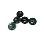 Moss Agate crystal donut pendant from GemstoneGO, 20mm Pi stone with green and brown moss patterns on polished gemstone.
