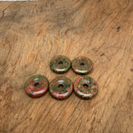 Unakite crystal donut pendant, 30mm Pi stone, natural green and pink gemstone with polished surface, from GemstoneGO