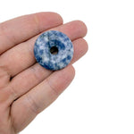 Sodalite crystal donut pendant, 30mm Pi stone with vibrant blue and white veining, from GemstoneGO.
