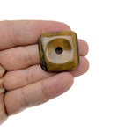 Square tiger eye crystal donut pendant, 30mm Pi stone from GemstoneGO, showcasing polished golden-brown gemstone with natural striations.