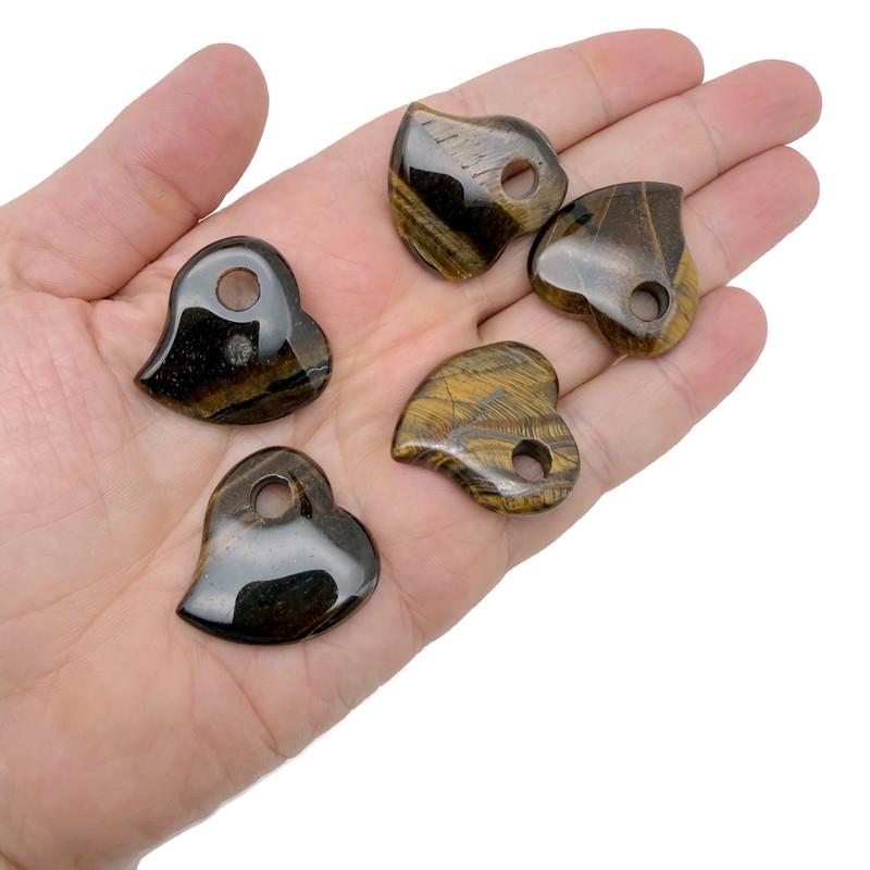 Tiger Eye Crystal Heart - Hole Heart - 30mm - HT1012