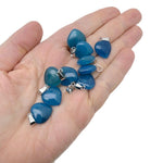 Blue agate heart pendant from GemstoneGO featuring a mini crystal design on a silver chain.