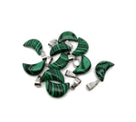 Malachite moon-shaped synthetic pendant for jewelry making by GemstoneGO, featuring vibrant green and black marbled patterns.