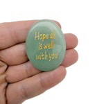 Hope All Is Well With You engraved crystal pocket stone by GemstoneGO, featuring a polished, clear healing gemstone with engraved message.