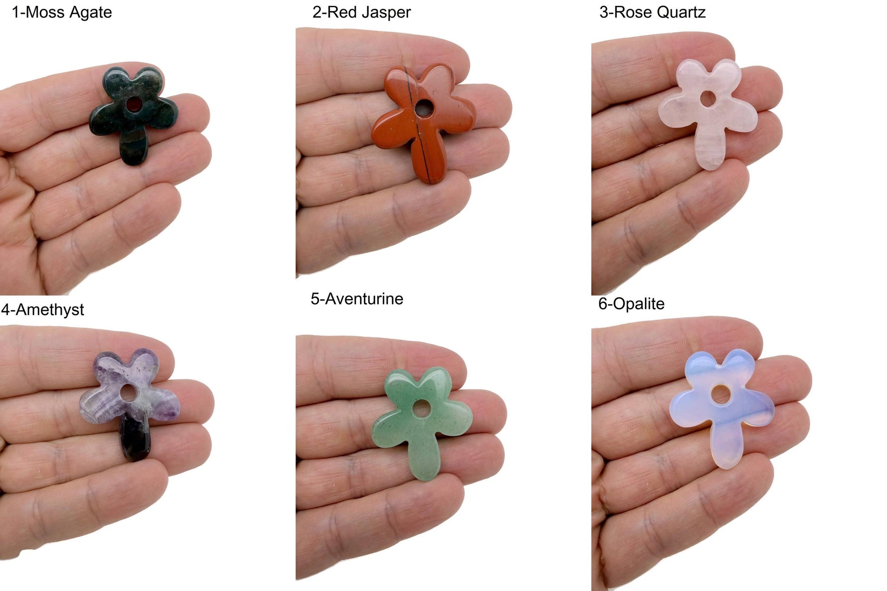 Carved crystal flower gemstone pendant from GemstoneGO featuring a colorful, detailed floral charm on a delicate chain.