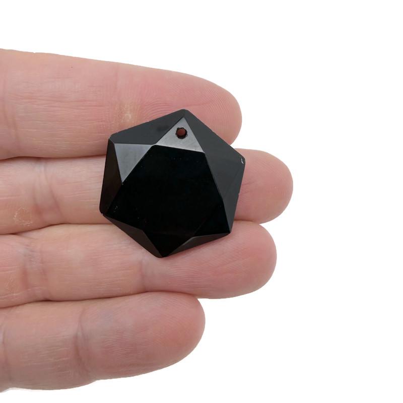 Faceted hexagon crystal pendant necklace bead in various colors, gemstoneGO brand, showcasing a sparkling, geometric jewelry piece