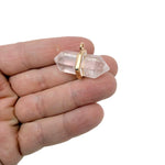 Natural double terminated gemstone pendant featuring a clear quartz crystal point from GemstoneGO.
