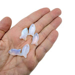 Opalite fish-shaped crystal pendant featuring a healing stone charm, perfect for jewelry and spiritual healing.