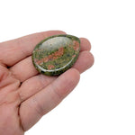 Unakite worry stone, 45mm soothing crystal from GemstoneGO, smooth polished gemstone with pink and green hues for stress relief