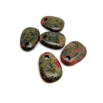 Unakite oval crystal pendant from GemstoneGO, showcasing a natural stone jewelry bead with green and pink hues.
