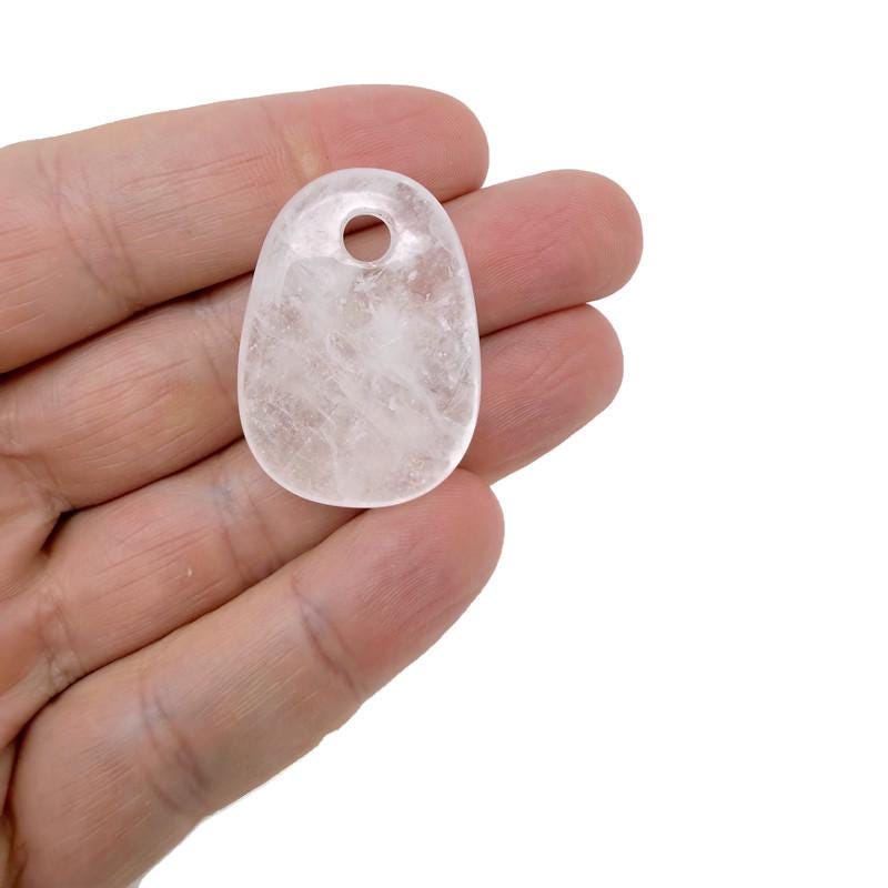 Clear Quartz Oval Crystal Pendant - Natural Stone Jewelry Making Bead - NC1899