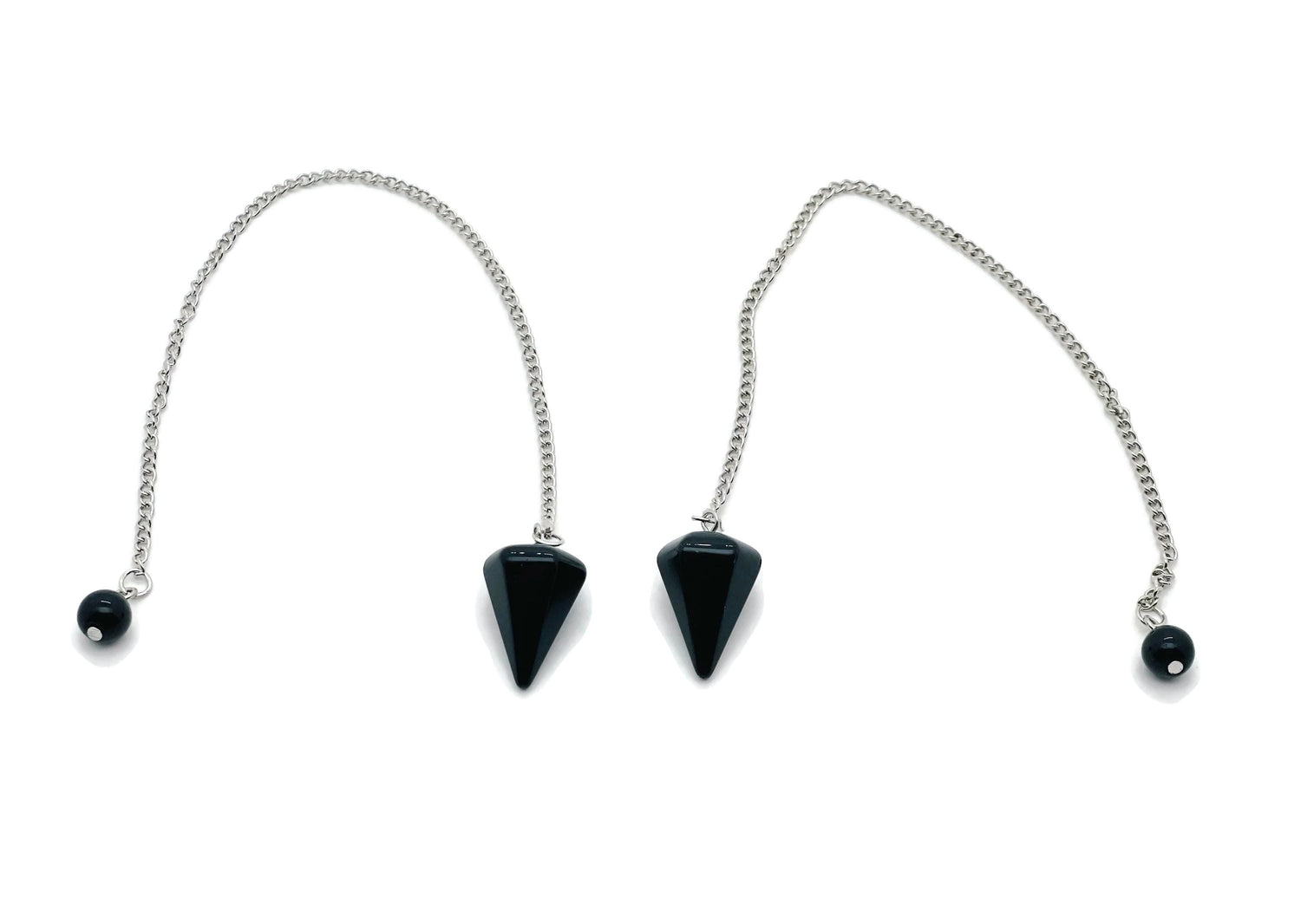 Péndulo de Cristal de Obsidiana con Cadena de Acero Inoxidable - PE1007