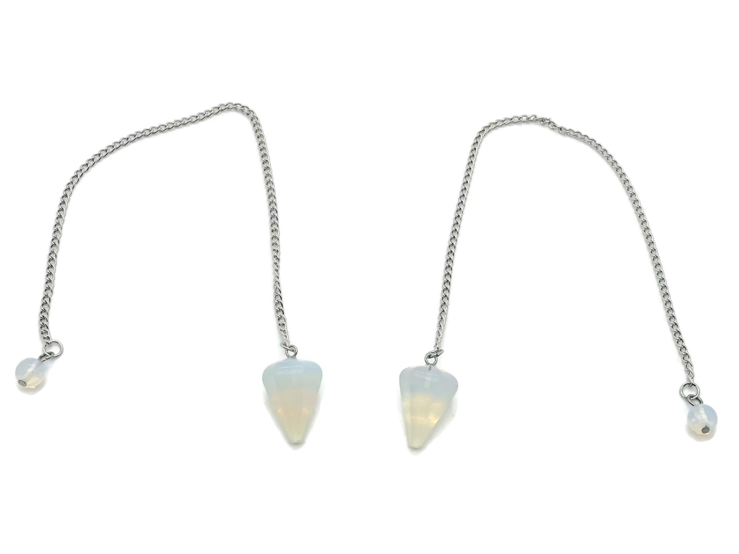 Péndulo de Cristal Opalita con Cadena de Acero Inoxidable - PE1006