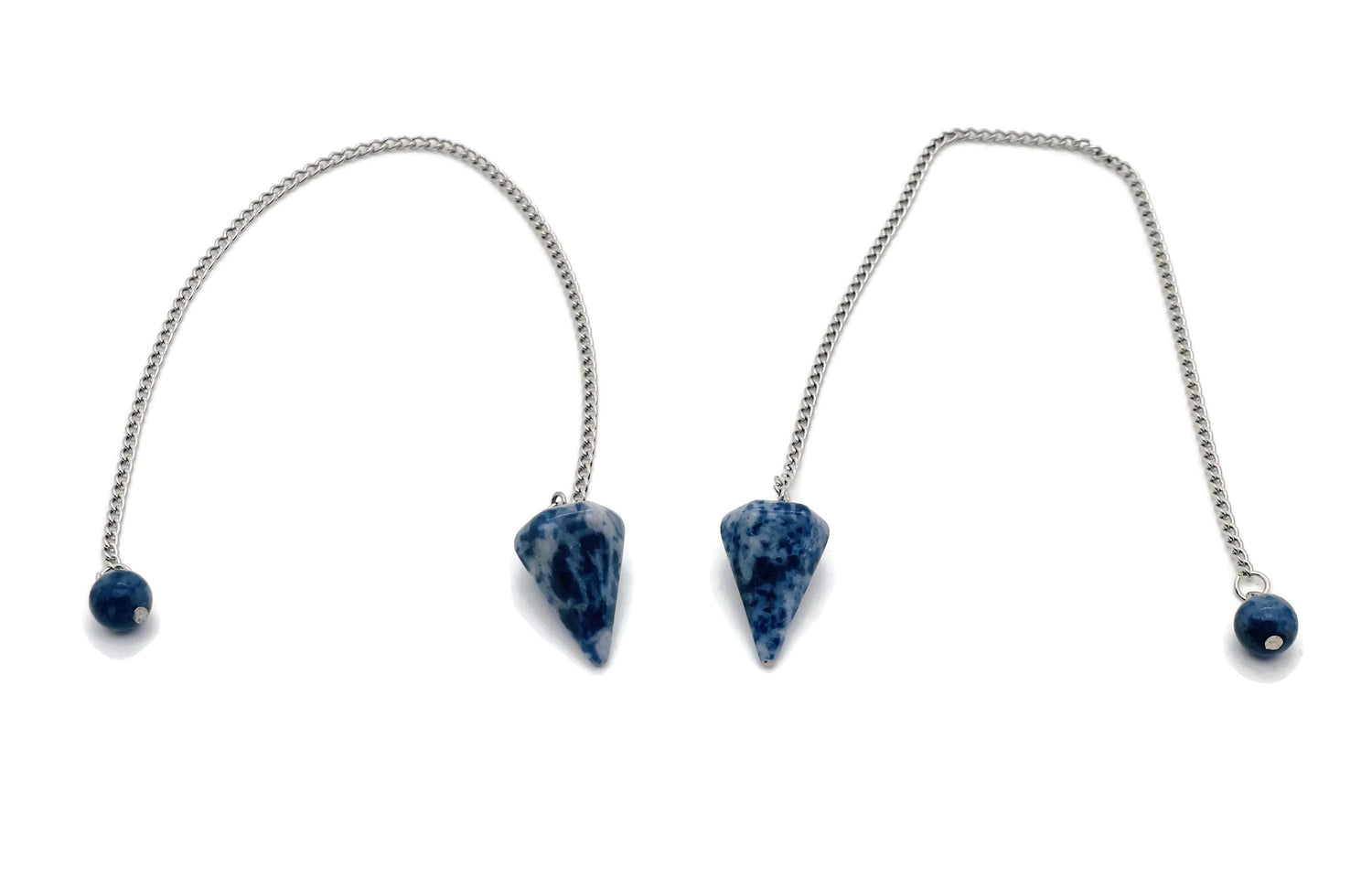 Péndulo de Cristal de Jaspe Punto Azul con Cadena de Acero Inoxidable - PE1011