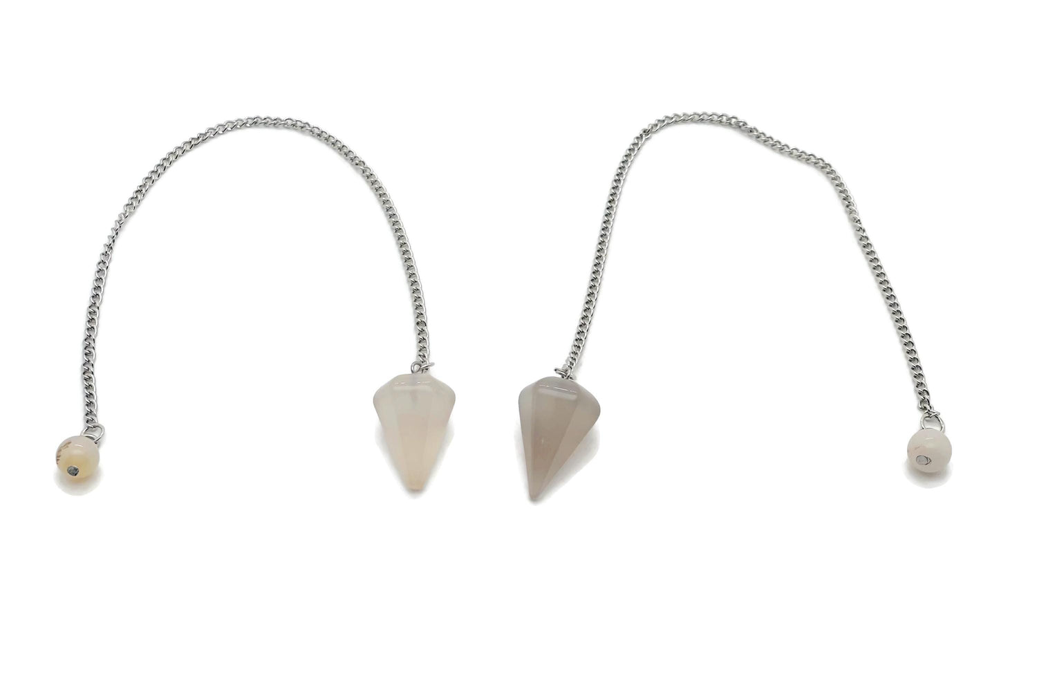 Péndulo de cristal de ágata gris con cadena de acero inoxidable - PE1012