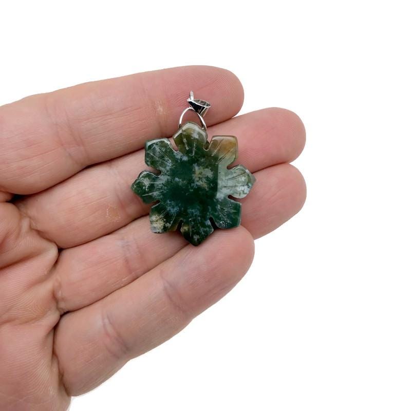 Colgante de gema de ágata musgosa - Piedra curativa - NC1921