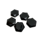 Faceted obsidian hexagon crystal pendant necklace with a polished stone bead, showcasing a sleek, dark gemstone design.