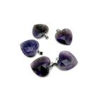 Faceted amethyst heart crystal pendant from GemstoneGO, showcasing a natural purple crystal charm with a silver bail.