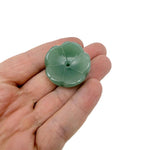 Aventurine crystal flower-shaped incense holder from GemstoneGO, designed for cleansing and relaxation with carved floral details.