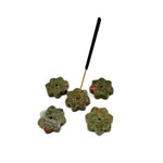 Unakite natural crystal flower incense holder carved from gemstone, designed for meditation and holding incense sticks.