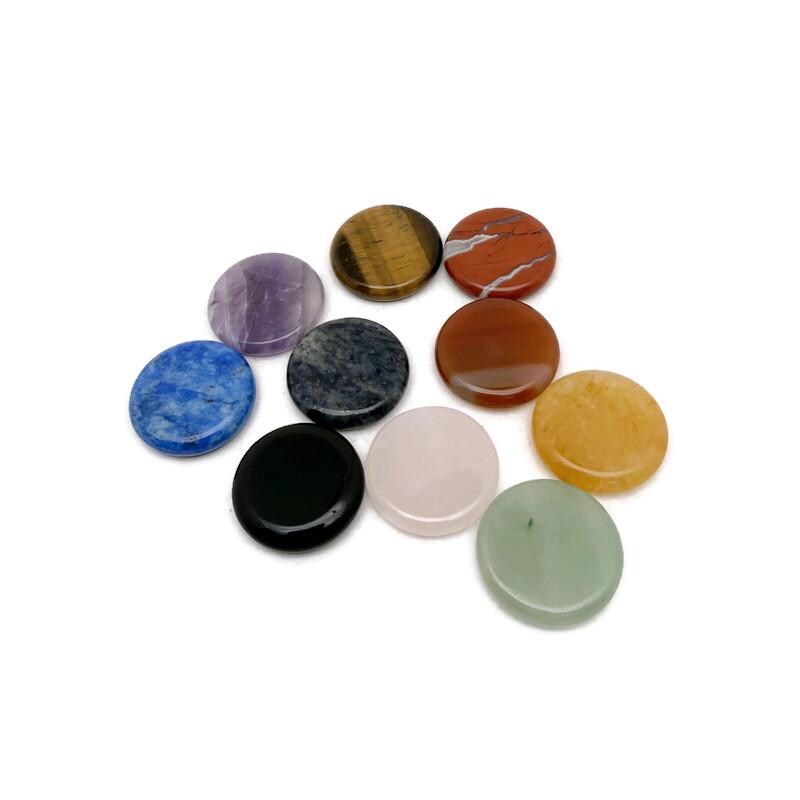 Round polished gemstone slab from GemstoneGO, smooth 25mm pocket stone ideal for meditation and healing.