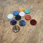 Round polished flat gemstone slab, 25mm pocket stone, smooth meditation crystal in mixed colors by GemstoneGO.
