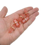 Natural cherry quartz double terminated crystal pendant with gemstone point, showcasing a polished, natural gemstone from GemstoneGO.