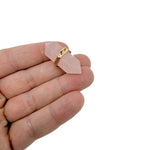 Natural rose quartz double terminated crystal pendant from GemstoneGO featuring a polished gemstone point for jewelry or collection.