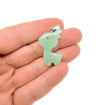 A gemstone aventurine deer pendant necklace featuring a carved crystal deer on a silver chain, by GemstoneGO.