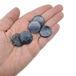 Round Sodalite flat gemstone slab, 25mm size, showcasing deep blue and white natural mineral patterns from GemstoneGO.