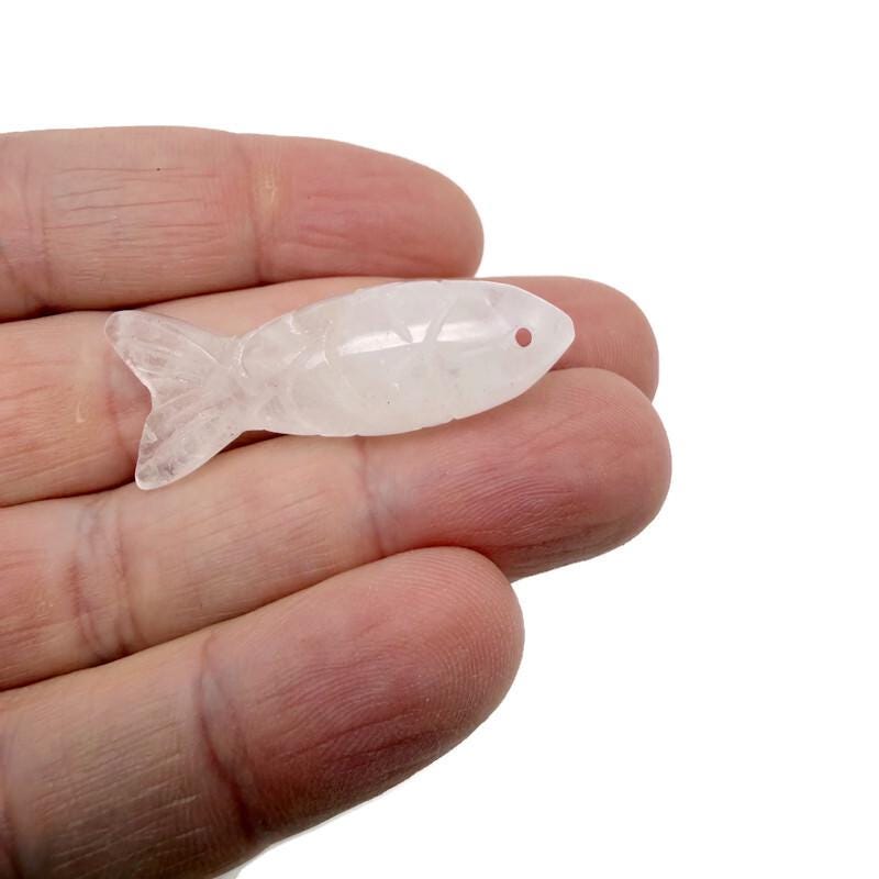 Clear quartz fish gemstone pendant by GemstoneGO, featuring a fish-shaped charm perfect for fishing luck and jewelry collection.