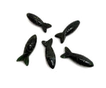 Moss agate fish gemstone pendant, a natural lucky fishing charm with intricate green and brown patterns, from GemstoneGO.