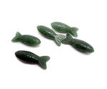 A green aventurine fish-shaped gemstone pendant, featuring a polished surface, designed as a lucky fishing charm gift.