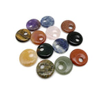 Natural crystal donut pendant with Pi stone charm, 20mm, from GemstoneGO. Features a colorful, mixed gemstone design.