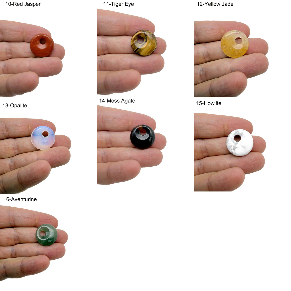 Natural crystal donut pendant with Pi stone charm, 20mm, in mixed colors from GemstoneGO, showcasing a smooth, polished gemstone design.