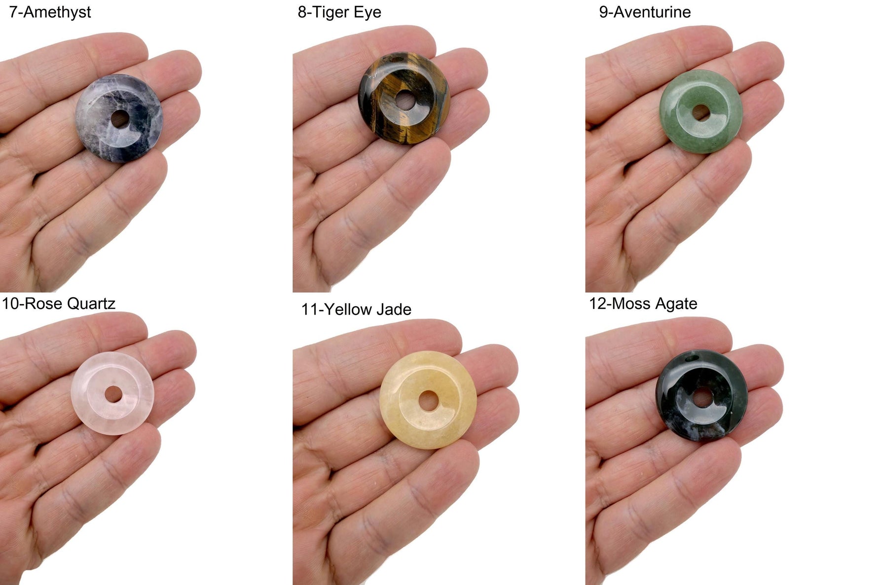 Colorful 30mm crystal donut gift from GemstoneGO with mixed Pi Stone gemstones on a white background.