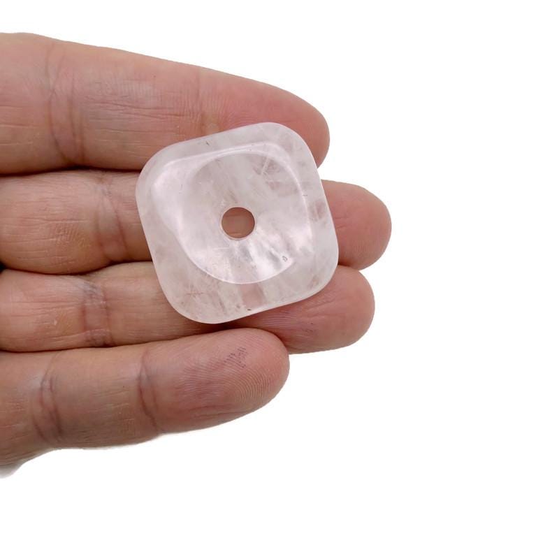 Square crystal donut gemstone healing amulet with Pi stone, 30mm, in mixed colors, from GemstoneGO.