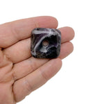 Square crystal donut pendant with a Pi symbol, gemstone healing amulet, 30mm in mixed colors, by GemstoneGO.