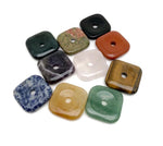 Square crystal donut pendant featuring a Pi stone gemstone, 30mm size, with a colorful mix of healing gemstones from GemstoneGO.