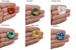 Square crystal donut pendant with a Pi stone gemstone, 30mm, from GemstoneGO, featuring colorful mixed gemstone details.