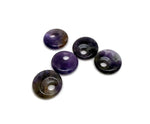 Amethyst crystal donut pendant from GemstoneGO, 20mm Pi stone with purple gemstone appearance on a plain background.