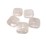 Square rose quartz crystal donut pendant from GemstoneGO, 30mm diameter, showcasing a smooth pink gemstone with polished edges.
