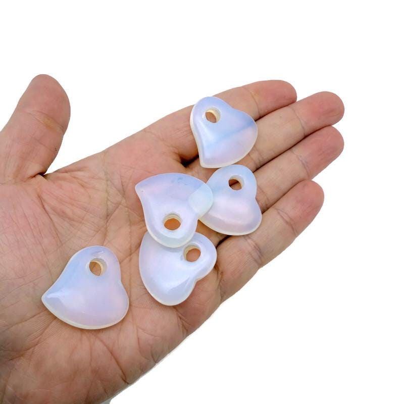 Opalite Crystal Heart - Hole Heart - 30mm - HT1006